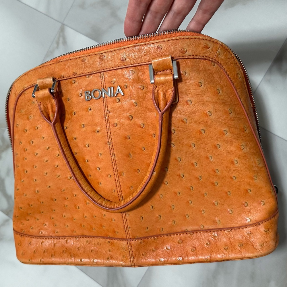 Vintage BONIA Ostrich Leather Bag — Rare Collectible